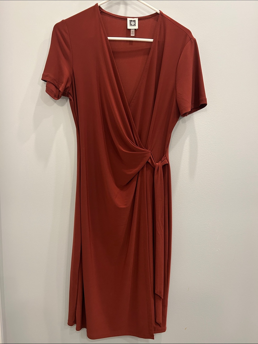Anne Klein Rust-Red Wrap Midi Dress